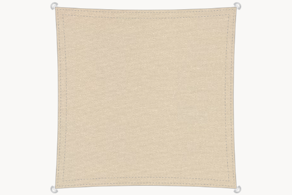 Sonnensegel quadratisch 5x5 m – Olefin-Stoff, konkave Form, Farbe Creme