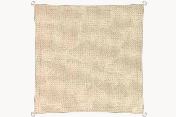 Sonnensegel quadratisch 4x4 m – Tentmesh-Gewebe, konkave Form, Farbe Natural