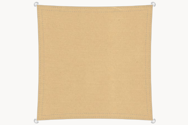 Sonnensegel quadratisch 5x5 m – Olefin-Stoff, konkave Form, Farbe Sahara