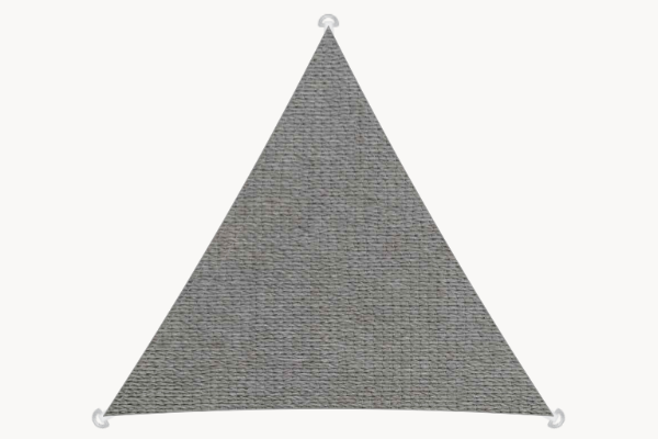 Sonnensegel dreieckig 5x5x5 m – Tentmesh-Gewebe, konkave Form, Farbe Steel Grey