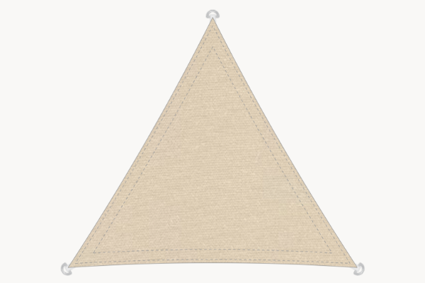 Sonnensegel dreieckig 4x4x4 m – Olefin-Stoff, konkave Form, Farbe Creme