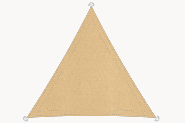 Sonnensegel dreieckig 4x4x4 m – Olefin-Stoff, konkave Form, Farbe Sahara